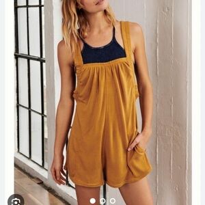FP Movement by Free People Heart Center Mustard Yellow Sleeveless Romper